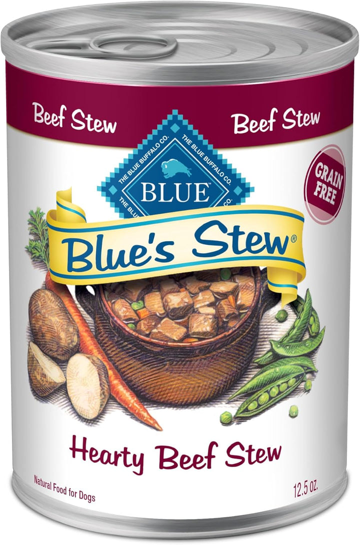 Blue'S Stew Natural Wet Dog Food, Made with Natural Ingredients, Hearty Beef and Country Chicken Variety Pack, 12.5-Oz Cans, 6 Count