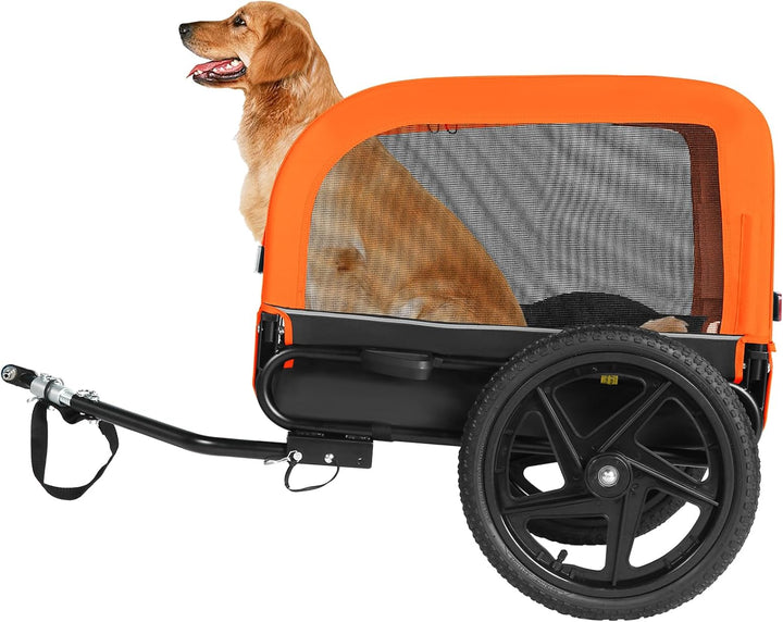 Dog Bike Trailer, Dog Cart for Bicycle, Suitable for Small and Medium Pets, Easy Folding Cart Frame, Quick Release Wheel, Non-Slip Floor, Internal Leash, 66LBS Grey
