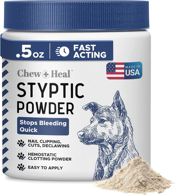 Styptic Powder for Dogs - .5 Oz Quick Stop Bleeding for Dogs Nails & Animal Cuts - Blood Stop Clotting Powder & Wound Care