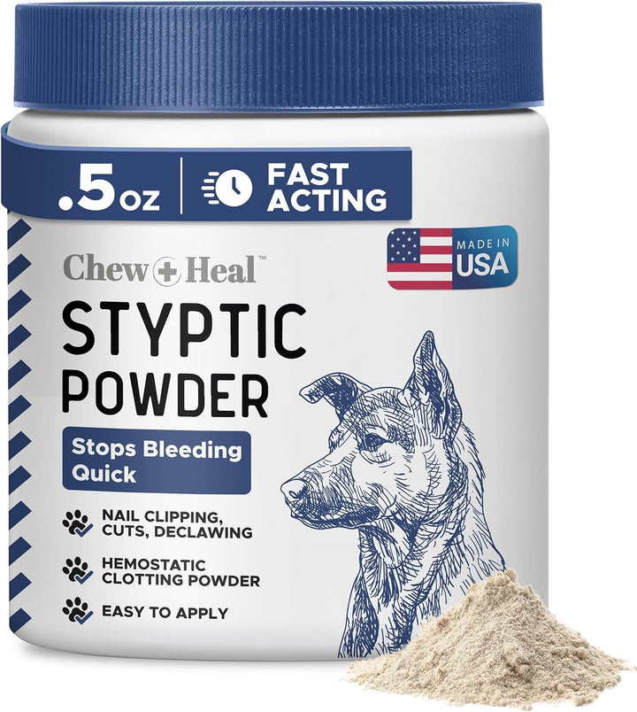 Styptic Powder for Dogs - .5 Oz Quick Stop Bleeding for Dogs Nails & Animal Cuts - Blood Stop Clotting Powder & Wound Care