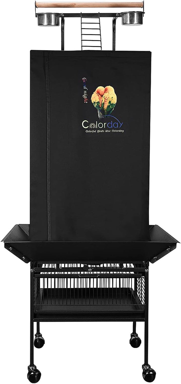 Good Night Bird Cage Cover for Large Bird Cage with Play Top (Patented), Black 68"