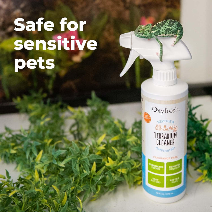 Premium Terrarium Cleaner – Professional Amphibian and Reptile Terrarium Smell Eliminator – Safe & Quickly Removes Waste & Odors – Streak Free Glass – Bleach Free
