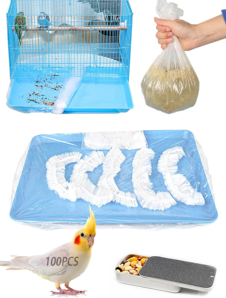 Disposable Bird Cage Liners Clear Plastic Parakeet Cage Liner Bag - 50 Pcs Parrot Cage Tray Liners Universal Film Bird Cage Accessories for Finches Canaries Cockatiels Birdcage
