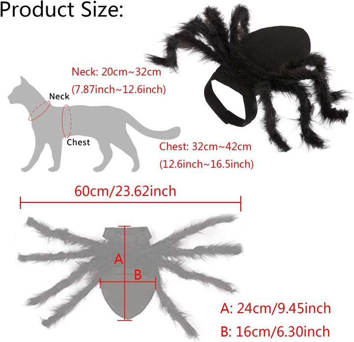 Halloween Spider Costume for Dog Cat, Halloween Pet Costume Halloween Decorations, Spider Decor Halloween Party Supply, Spider Cosplay Costumes with Adjustable Velcro for Small Medium Dogs and Cats