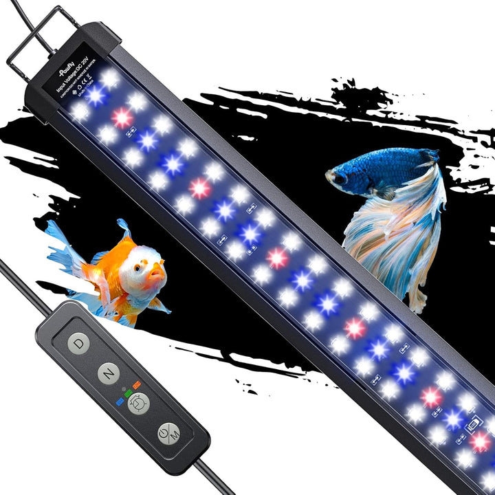 11W Aquarium LED Light for 12 to 18 Inch Fish Tanks Extendable Fish Tank Light with Full Spectrum Brilliant White Blue Red Lights with Daytime & Night Modes and Adjustable Brightness