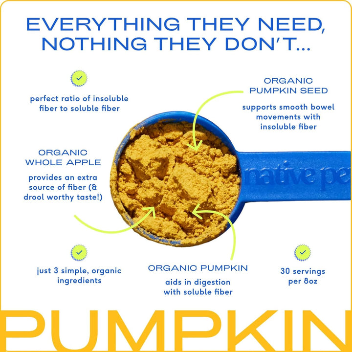 Pumpkin for Dogs - Organic Powder Pumpkin Puree Dog Food Toppers -Rich in Fiber Supplement Powder Helps with Digestion, Nutrient Absorption, Diarrhea, Constipation & Upset Stomach-30 Scoops