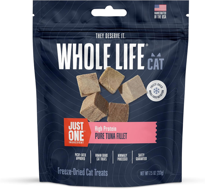 Whole Life Cat Just One Salmon Freeze Dried Cat Treats - Human Grade High Protein Food, Healthy Training Snacks, Freeze Dried Salmon Food Toppers, USA Made Natural Treats - 2.5 Oz (Pack of 1)