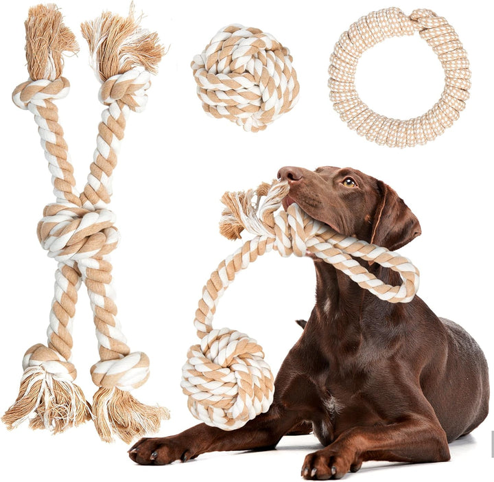 Dog Rope Toys for Large/Medium Aggressive Chewers, Tough Cotton Chew Toy, 3 Feet 5 Knots Indestructible, Tug of War Dog Pull Rope Teeth Cleaning