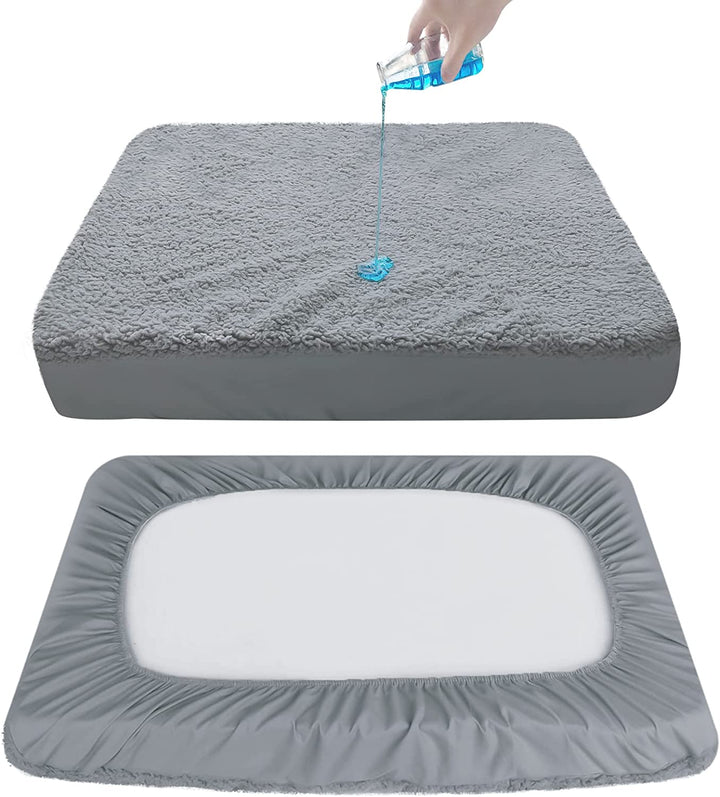 Dog Bed Covers Soft Plush Replacement Washable, Waterproof Pet Bed Liner Grey 36X27 Inches, for Dog/Cat, Cover Only