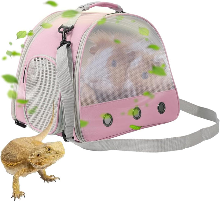 Bearded Dragon Travel Carrier,Lizards Carrier, Small Animal Travel Carrier for Sugar Glider Hedgehog Rat Parrot Bird Guinea Pig, Portable Guinea Pig Travel Bag for 2