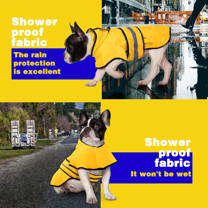 Dog Raincoat: Hooded Slicker Poncho, Durable Waterproof Jacket with Reflective Stripes for Safety, Convenient Leash Hole, and Adjustable Fit, Perfect for Small, Medium, and Large Dogs Yellow M