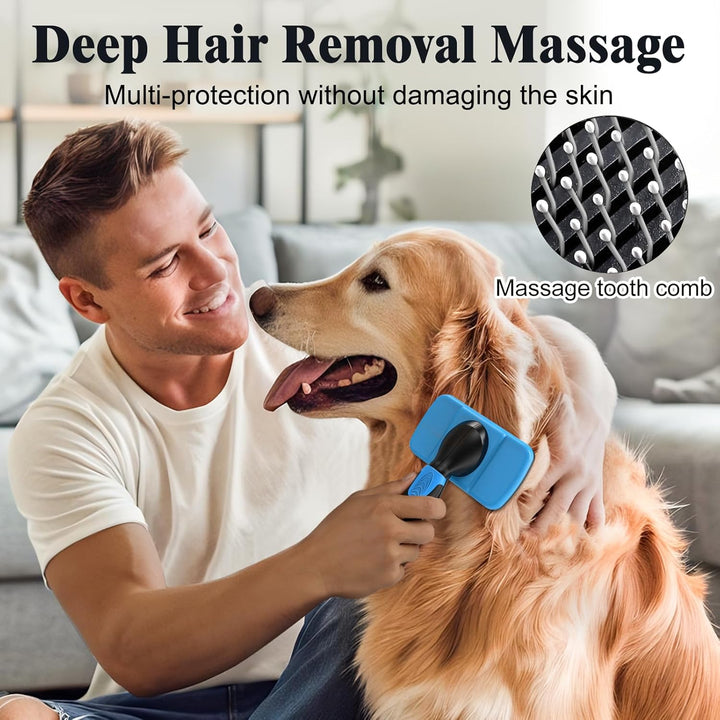 3PCS Dog Grooming Kit - Deshedding Brush, Slicker Brush, Bath Brush and Comb for Pet Supplies (Blue Black)