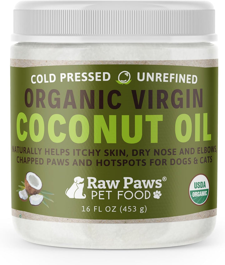 Virgin Organic Coconut Oil for Dogs & Cats, 4-Oz - Treatment for Itchy Skin, Dry Nose, Paws - Hot Spot Lotion - Natural Hairball Remedy for Cats