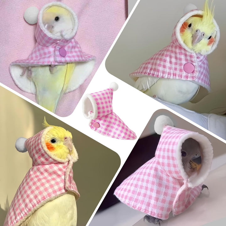 Cute Bird Costume, Parrot Cloak Cosplay Photo Prop, Bird Clothes for Budgerigar, African Greys Parakeet, Conure, Cockatiel, Mynah, Love Birds, Finches (Pink)