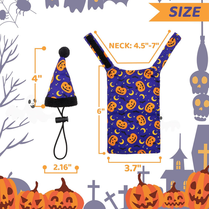 Halloween Bearded Dragon Costume, Cute Pumpkin Pattern Holiday Small Pet Clothes and Hat Set Outfit, Lizard Reptiles Small Animal Accessories