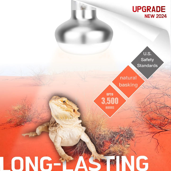 Basking Light for Reptiles, 2-Pack 100W Upgraded Intense Basking Spot, Reptile Heat Bulb Light, UVA Heat Lamp Bulbs for Bearded Dragon Turtle Chicken