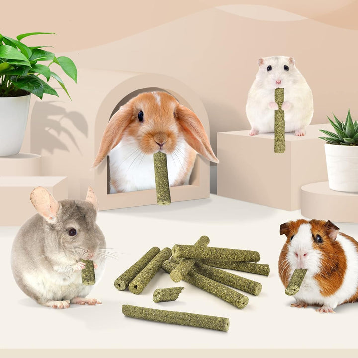 Timothy Hay Sticks for Rabbits 38PCS, Natural Timothy Grass Molar Teeth Stick Chew Toys for Bunnies Chinchillas Guinea Pigs Hamsters and Other Small Animals Treats