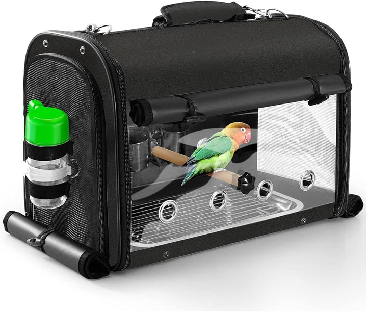 Bird Carrier Bag with Stand, Lightweight Backpack for Parrot, Portable Travel Cage, Pet Transparent Breathable Carrier