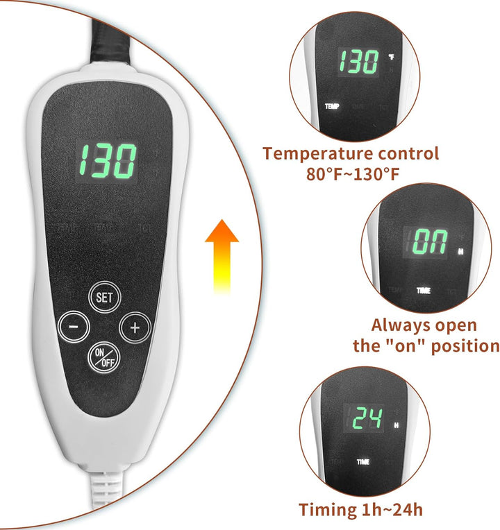 Large Dog Heating Pad 34X21In with Smart Thermostat Switch and Power Line Protection Tube,Obtained MET and UL Dual Certification,Waterproof Pet Heating Pad, Suitable for Dogs of All Ages