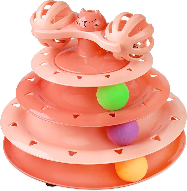 Cat Toy Roller 3-Level Turntable Cat Toys Balls with Six Colorful Balls Interactive Kitten Fun Mental Physical Exercise Puzzle Kitten Toys