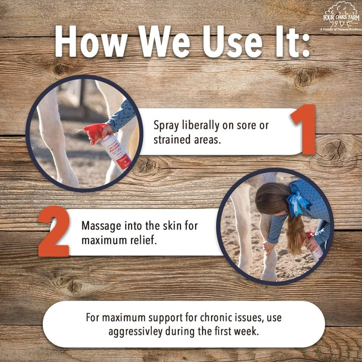 Natural Release Muscle Spray Treatment - Horse Liniment for Sore Muscles, Joint Pain, Tendon & Inflammation Relief - Easy to Use, Fast Acting, Alcohol & Menthol Free (16 Oz)