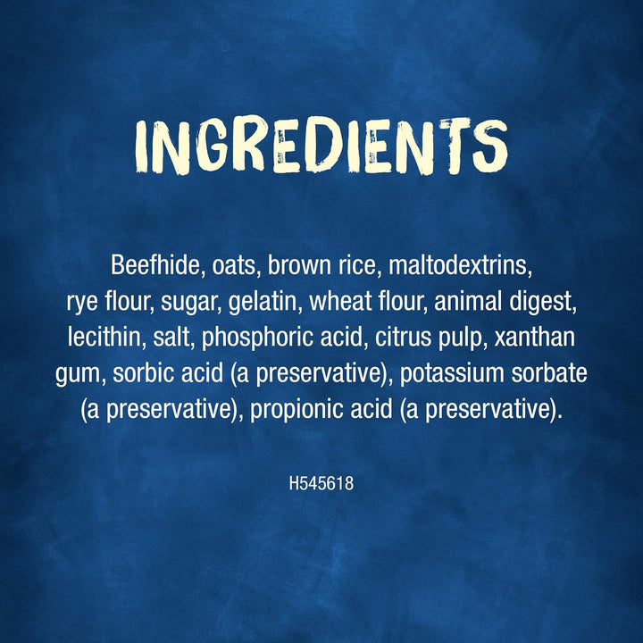 Rawhide Small/Medium Breed Dog Bones, Chewnola with Oats & Brown Rice - 10 Ct. Pouch