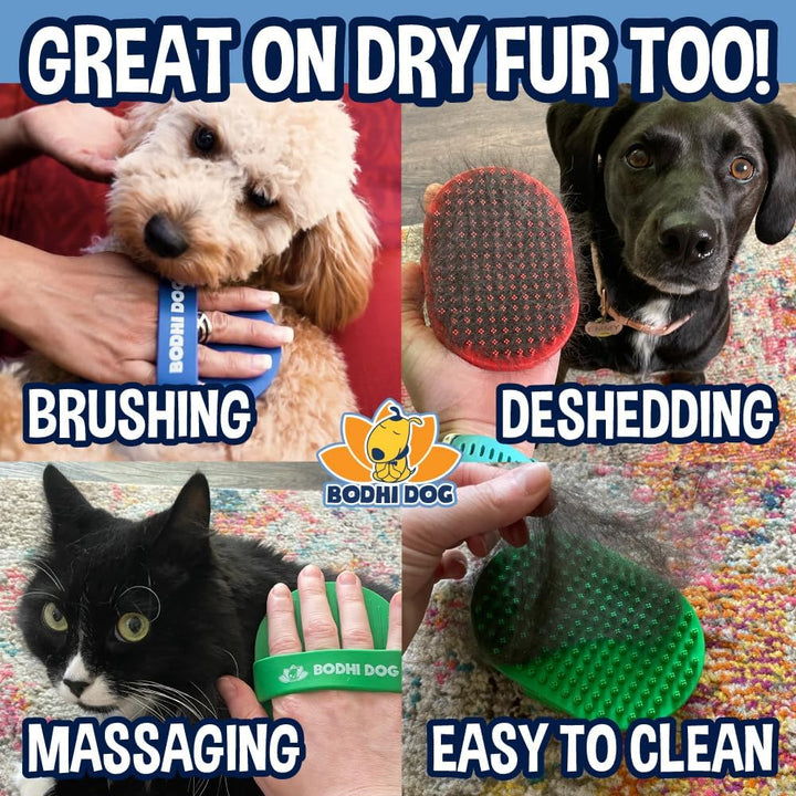 Shampoo Brush - Pet Grooming & Bath Supplies for Dogs and Cats - Bath Brush for Long & Short Hair - Premium Scrubber for Shower, Bathing & Massage (One Pack, Blue)