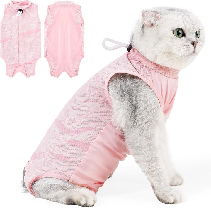 Cat Recovery Suit for Abdominal Wounds or Skin Diseases, Cat Onesie for Cats after Surgery Female Kitten Recovery Suit, Breathable E-Collar Alternative for Cats after Spay anti Licking Wounds