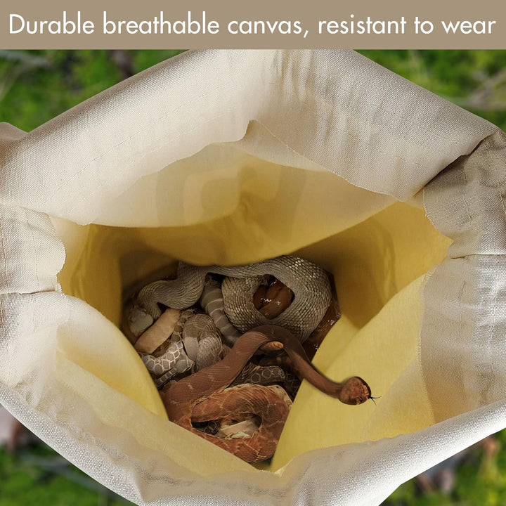 Snake Reptile Bag with Drawstring, 20 X 28 Inch Heavy Duty Large Snake Hunting Sack Pouch with Sewn Bottom Corners for Moving Transporting Capturing Hunting Catching Rattlesnakes Reptiles
