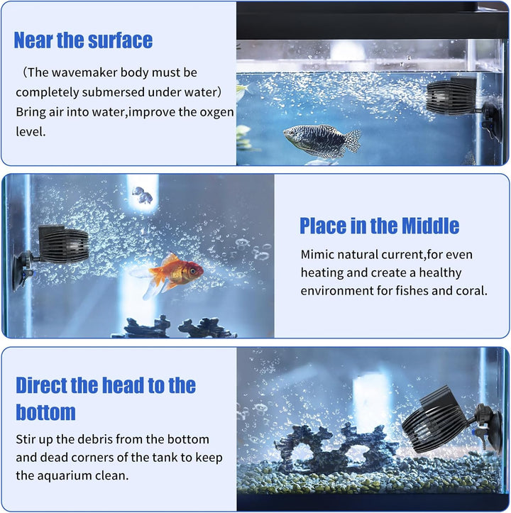 Circulation Pump, 800GPH Aquarium Wave Maker, Fish Tank Powerhead Submersible Water Pump with Suction Cup