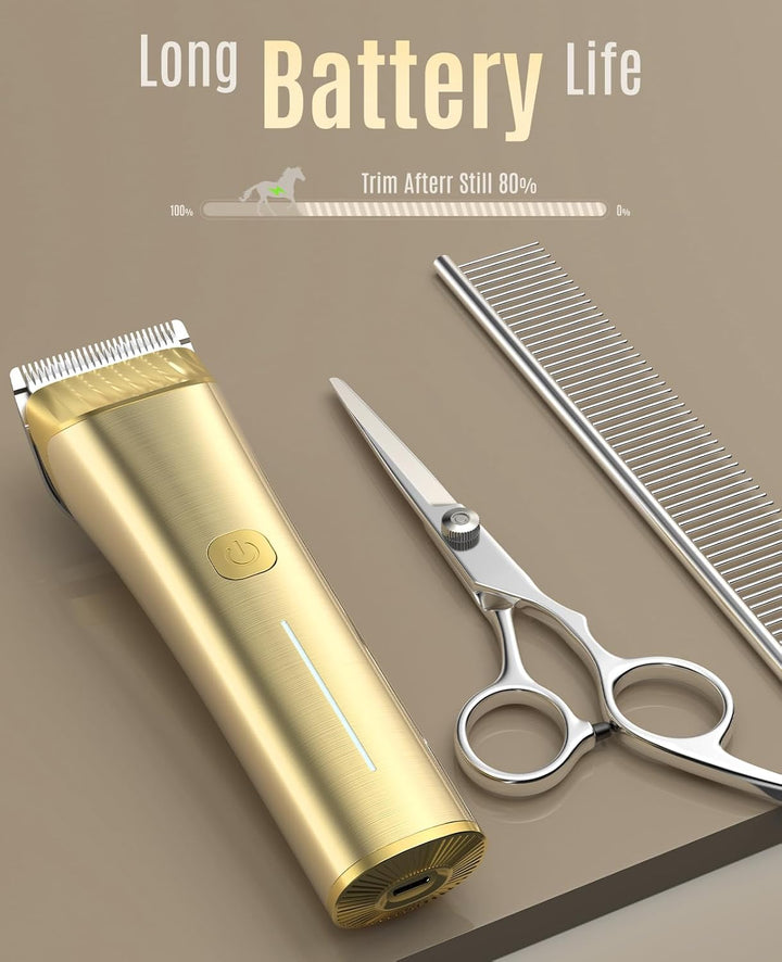 Cordless Horse Clippers,Low Noise 2 Speed Grooming Clippers,Horse Trimmer Shaver Kit for Matted Long Hair,Detachable Stainless Steel Blade Grooming Kit for Thick Coat