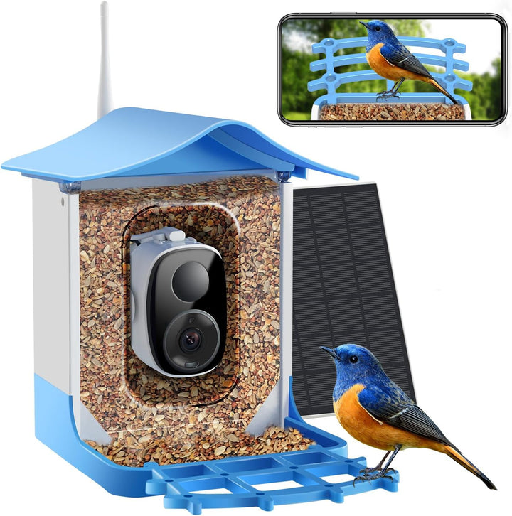 Bird Feeder with Camera AI Identify Birds Species Solar Panel - Smart Bird House with 1080P HD+ Video Live Stream, Instant Arrival Alerts, Live View, Capture Video, Bird Lover Watching (Green)