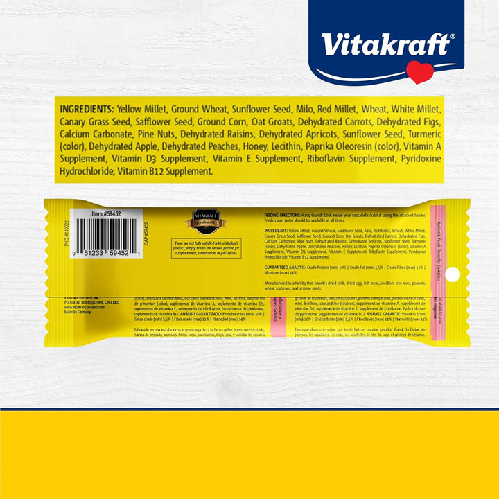 Crunch Sticks Cockatiel Treat - Apricot and Peach - Pet Bird Treat Toy, 3.5 Oz