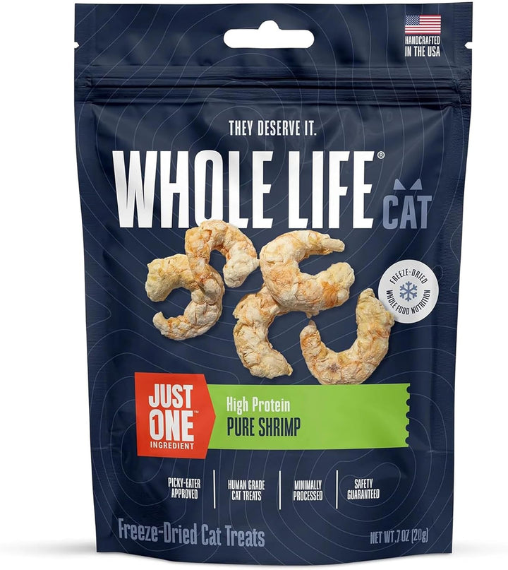 Whole Life Cat Just One Salmon Freeze Dried Cat Treats - Human Grade High Protein Food, Healthy Training Snacks, Freeze Dried Salmon Food Toppers, USA Made Natural Treats - 2.5 Oz (Pack of 1)