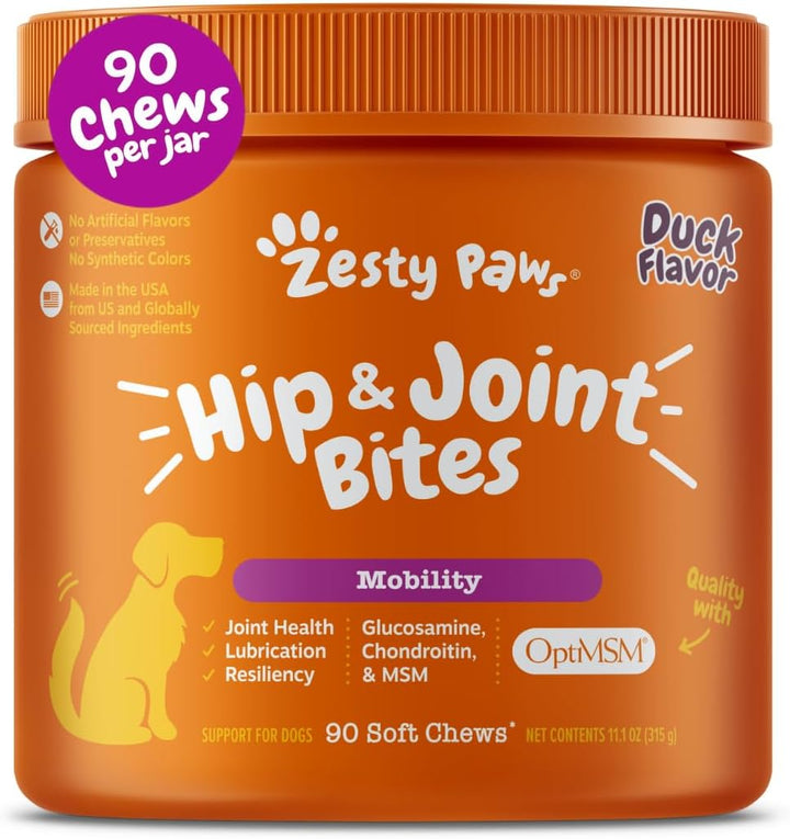 Hip and Joint for Dogs, Glucosamine for Dogs Hip and Joint Supplement with Chondroitin, MSM, Vitamins C & E - Bacon, 90 Count