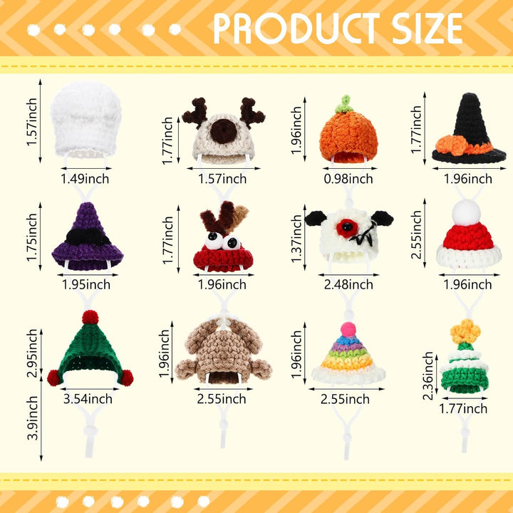12 Pcs Hamster Hats Mini Hats for Snakes Small Animals Guinea Pig Hamster Bibs Clothes for Lizards Bearded Dragons Holiday Party Costume Accessories(Classic)