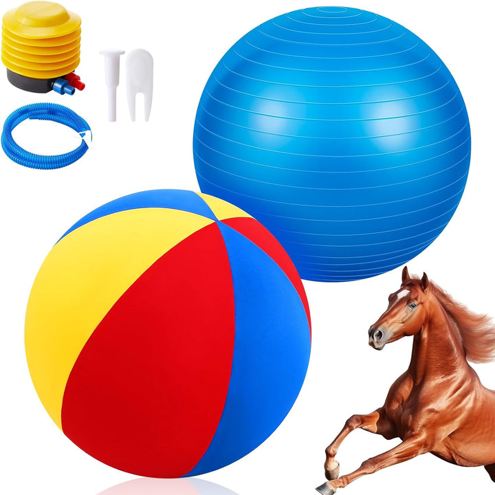 40Inch Giant Herding Ball with Ball Cover anti Burst Please Watch VCR for How to Inflation Horse Toys for Horses Stall Entertainment Play, Pump Included(Blue,Stylish)