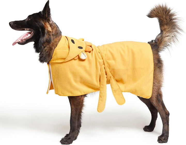 Dog Bathrobe Fast Drying with Hook and Loop Closure & Wrap Tie Snuggle, Cute Dogs Clothes, Easy to Clean, Machine Washable, Dog Coats and Tumble Dry Low - Lion, Small