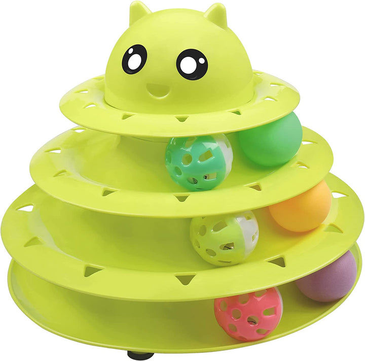 Cat Toy Roller 3-Level Turntable Cat Toys Balls with Six Colorful Balls Interactive Kitten Fun Mental Physical Exercise Puzzle Kitten Toys