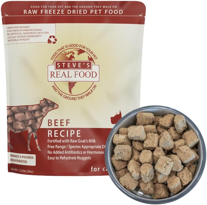 Freeze-Dried Raw Nuggets - Beef Recipe - Raw Pet Food for Dogs and Cats - 20 Oz