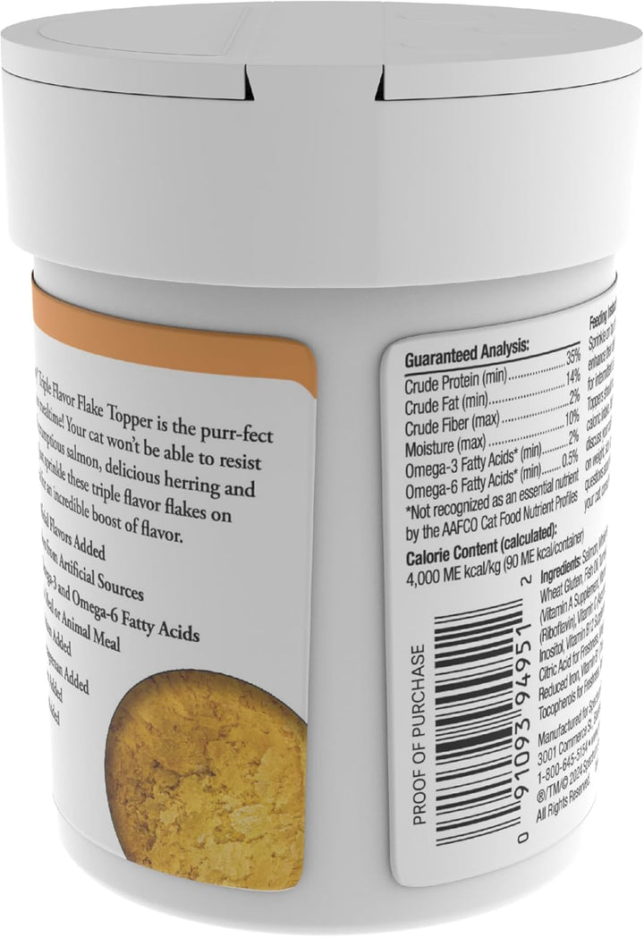 Good 'N' Tasty Triple Flavor Flake Topper & Treat for Cats, 0.8 Ounces, Cat Food Mixer Made with Real Alaskan Salmon, Herring and Shrimp, Complements Daily Diet