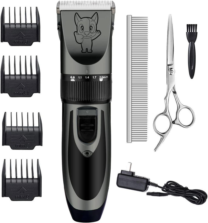 Dog Grooming Kit Clippers, Low Noise, Electric Quiet, Rechargeable, Cordless, Pet Hair Thick Coats Clippers Trimmers Set, Suitable for Dogs, Cats, and Other Pets (Gold)