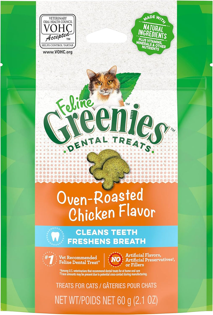 Feline Adult Dental Cat Treats, Oven Roasted Chicken Flavor, 4.6 Oz. Pack