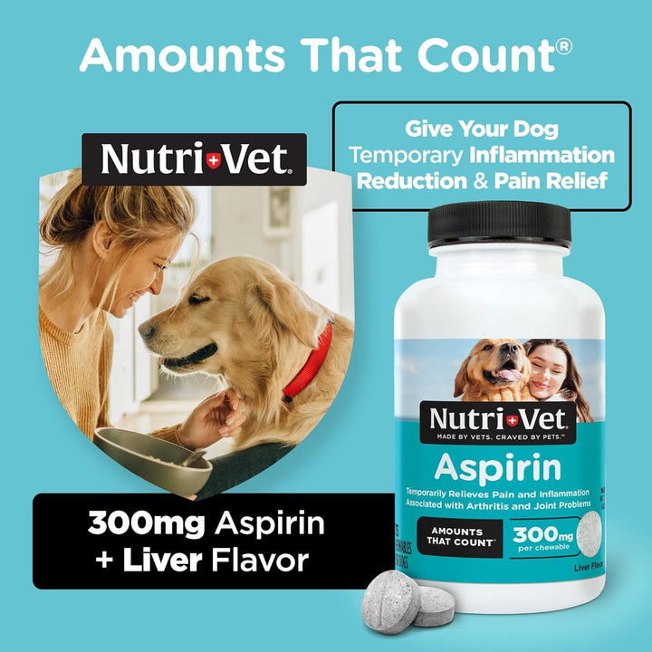 Aspirin for Dogs, Puppy Essentials, Dog Aspirin for Large Dogs, Joint Support for Seniors, Arthritis Pain Relief, 300Mg per Tablet, 75 Count