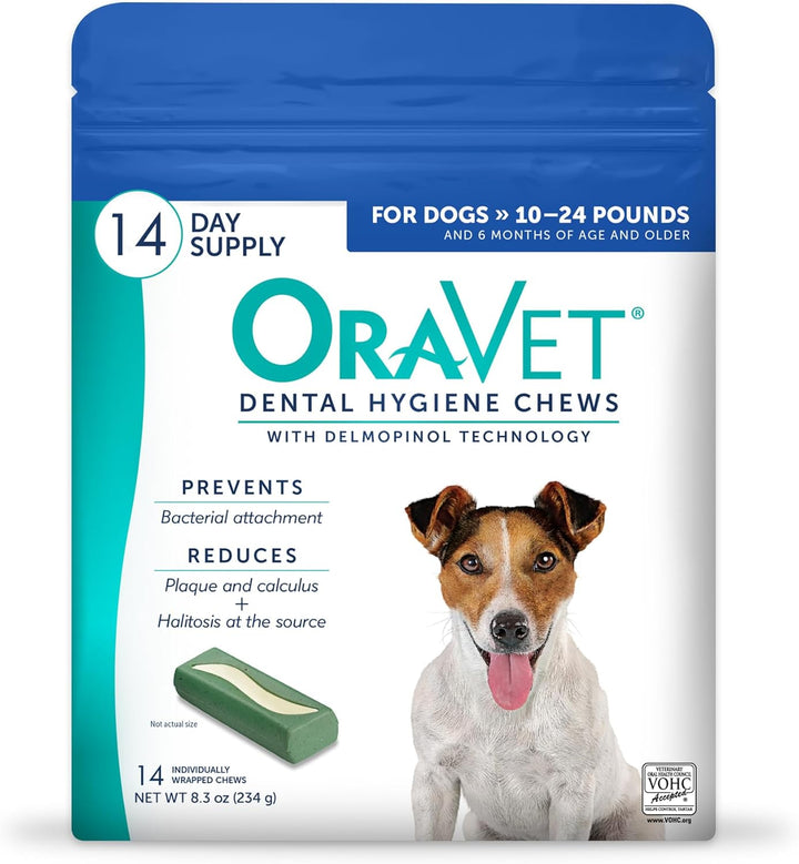 Dental Chews for Dogs, Oral Care and Hygiene Chews (Small Dogs, 10-24 Lbs.) Blue Pouch, 30 Count
