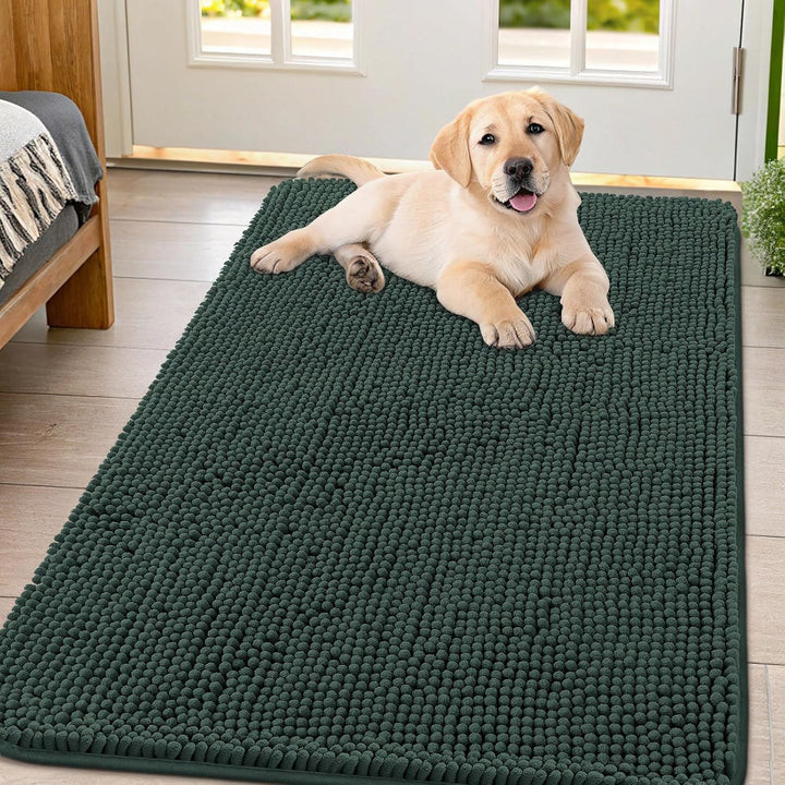Dog Door Mat for Muddy Paws 30X20, Absorbs Moisture and Dirt Doormat, Non-Slip Washable Quick Dry Chenille Front Door Mat Indoor Entrance, Entryway Carpet for inside Floor, Grey