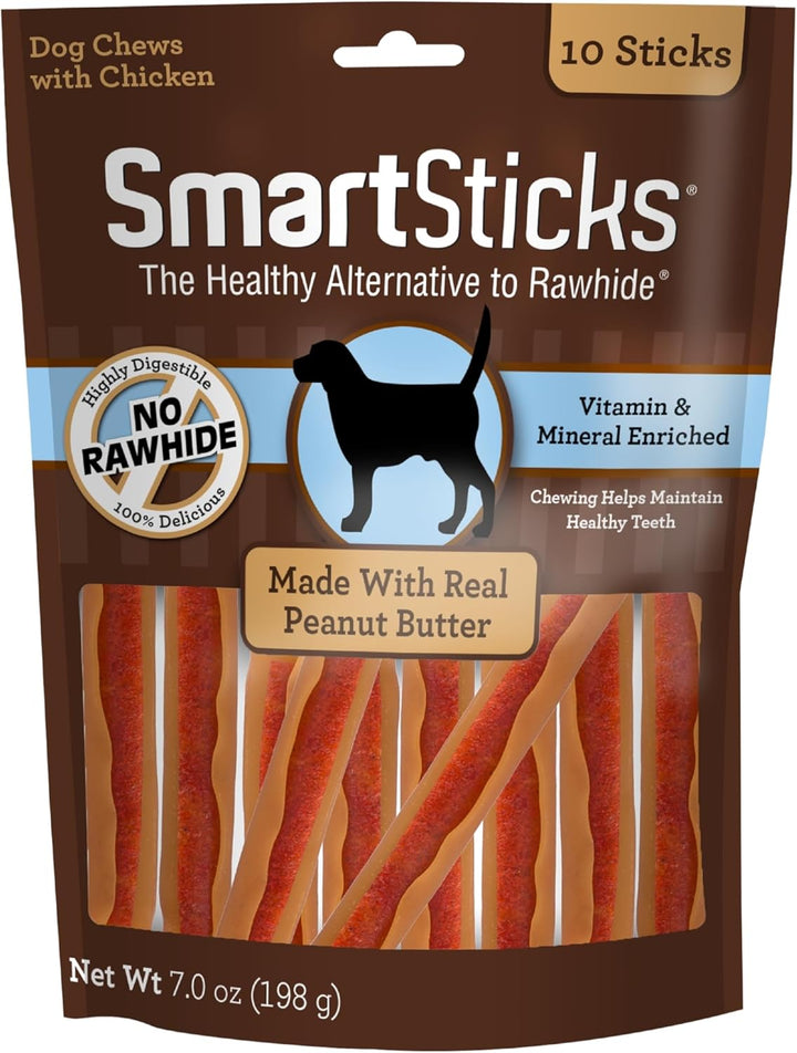 Smartsticks with Real Peanut Butter, 25 Count, Treat Your Dog to a Rawhide-Free Chews for Dogs