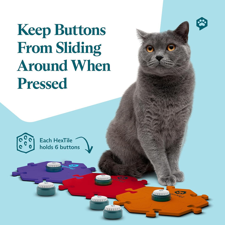 Speak Up! Get Started Kit with Clearer Upward-Facing Sound | 6 Recordable Buttons W/Pre-Installed Batteries & 3 Hextile Button Mats | Training Dog & Cat Communication Buttons