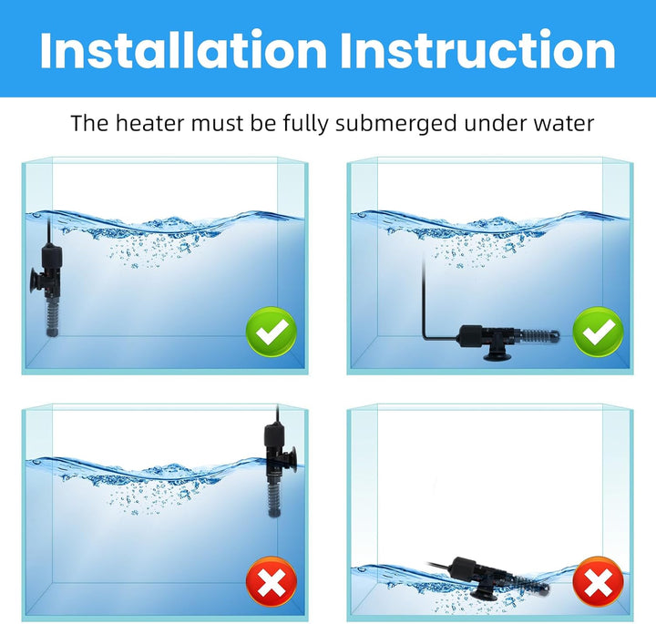 Aquarium Heater, 25W Small Betta Fish Tank Heater, Mini Preset Water Thermostat with a Thermometer