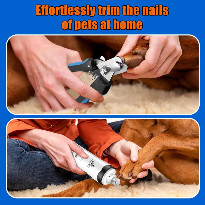 Dog Nail Trimmers with Light, Cat Dog Nail Clippers, Dog Nail Grinder Quiet for Large Medium Small Dogs Paw & Cats Claw, Electric 2-Speed Pet Toenail Grooming Supplies, Gifts for Dog Lovers.